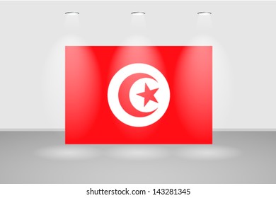 Illuminated wall with the flag of Tunisia