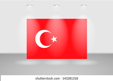 Illuminated wall with the flag of Turkey