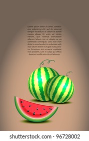 Illuminated watemelons and a text on gray wall, vector illustration, eps10