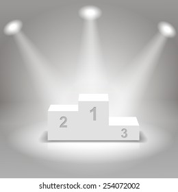 Illuminated White winners podium vector illustration 