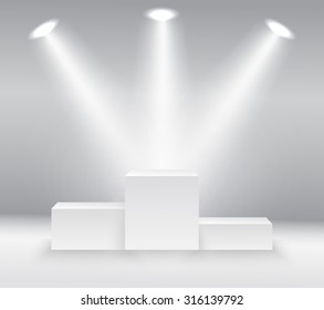 illuminated winners podium isolated on grey background made in vector