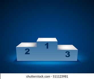 Illuminated Winners podium vector illustration.