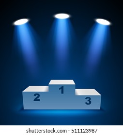 Illuminated Winners podium vector illustration.