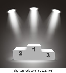 Illuminated Winners podium vector illustration.