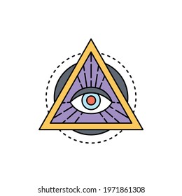 Illuminati color line icon. Isolated vector element. Outline pictogram for web page, mobile app, promo