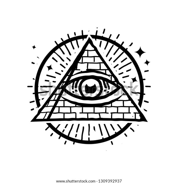 Illuminati Eye Pyramid Logo Design Inspiration Royalty Free