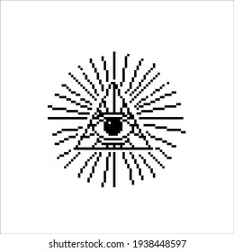 Illuminati Eye Triangle Pyramid Logo Symbol Icon 8bit Pixel Art 