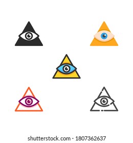 illuminati flat halloween icon pack