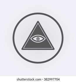 Illuminati icon in circle . Vector illustration