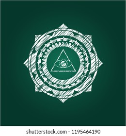illuminati pyramid icon with chalkboard texture