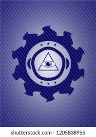 illuminati pyramid icon with denim texture