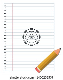 illuminati pyramid icon draw (pencil strokes). Vector Illustration. Detailed.