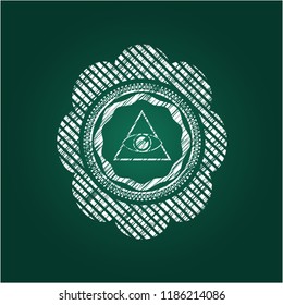 illuminati pyramid icon drawn chalk emblem, retro style, chalk or chalkboard texture