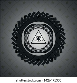 illuminati pyramid icon inside dark emblem