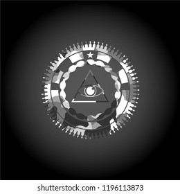 illuminati pyramid icon inside grey camo emblem