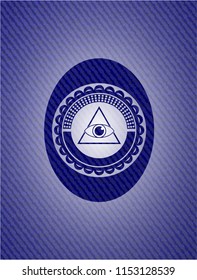 illuminati pyramid icon inside jean background