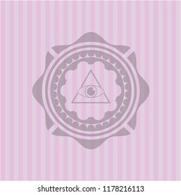 illuminati pyramid icon inside pink emblem