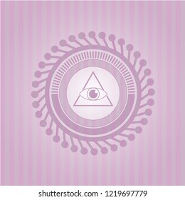 illuminati pyramid icon inside pink emblem