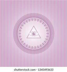 illuminati pyramid icon inside pink icon or emblem