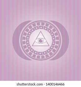illuminati pyramid icon inside pink icon or emblem