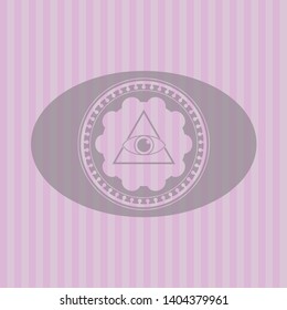 illuminati pyramid icon inside pink icon or emblem