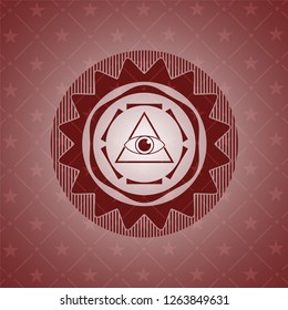 illuminati pyramid icon inside realistic red emblem