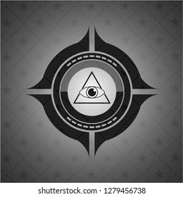 illuminati pyramid icon inside realistic black emblem