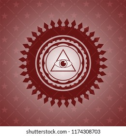 illuminati pyramid icon inside red icon or emblem