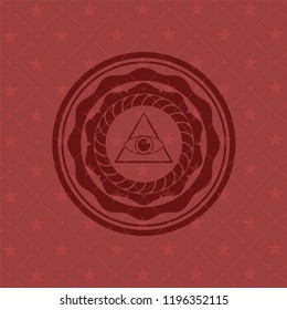 illuminati pyramid icon inside red icon or emblem