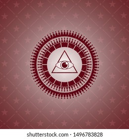 illuminati pyramid icon inside red icon or emblem