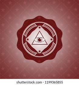 illuminati pyramid icon inside retro red emblem