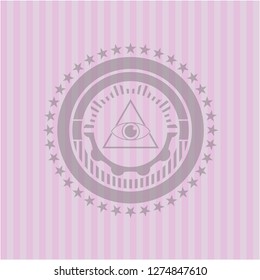 illuminati pyramid icon inside retro pink emblem