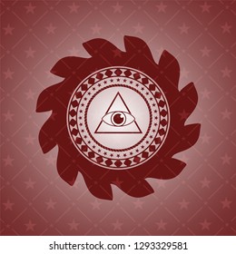 illuminati pyramid icon inside retro red emblem