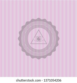 illuminati pyramid icon inside retro style pink emblem