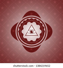 illuminati pyramid icon inside retro red emblem