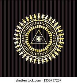 illuminati pyramid icon inside shiny badge