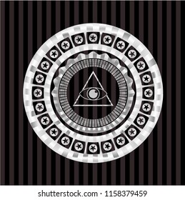 illuminati pyramid icon inside silver shiny emblem