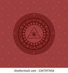 illuminati pyramid icon inside vintage red emblem