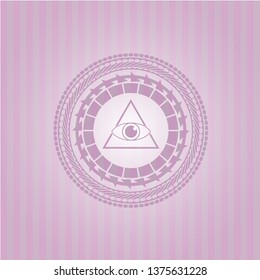 illuminati pyramid icon inside vintage pink emblem