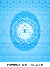 illuminati pyramid icon inside water concept style emblem.