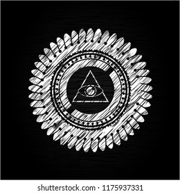 illuminati pyramid icon on chalkboard