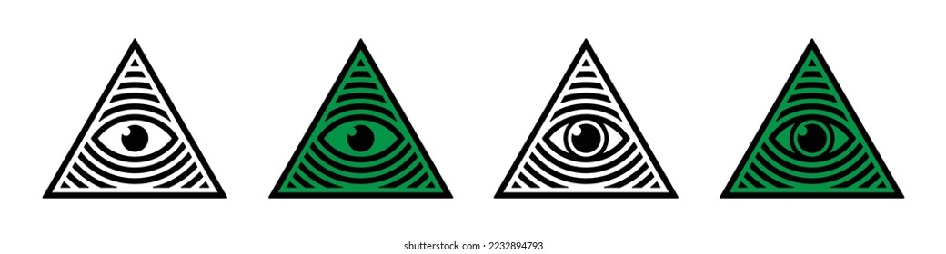 Illuminati set icon symbols. Masonic icon. All seeing eye Icon, Vector Illustration