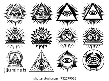 Illuminati symbols, masonic sign, all seeing eye