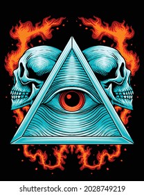 Illuminati Triangle With Skull Head Logo