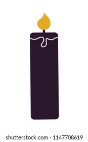 Illuminating candle silhouette icon isolated on white background. Vector illustration with brightly burning black tall beautiful wax candles symbol