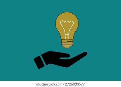 Icono de la idea que ilumina flotando sobre una mano que ayuda, representando la inspiración y la creatividad