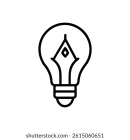 Illuminating Idea: A Simple Line Art Lightbulb with a Quill Design	