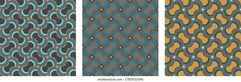 Illuminating yellow abstract shapes pattern ultimate gray seamless background. Stylish repeat minimal geo ornament. Allover print block for apparel textile, male swimming shorts, wrapping cloth design