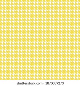 Illuminating Yellow Houndstooth Tartan Tweed Vector Pattern Tile. 2021 Color Trend. Fashion Textile Print. Dogs-tooth Check Fabric Textures. Pattern Tile Swatch Included.