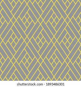 Gelbe und ultimativ graue geometrische, nahtlose Rhombus-Muster. Abstraktes Rautenvektormuster. Einfache Vektorgrafik. Einfaches geometrisches Design für Gewebe, Tapeten, Scrapbooking